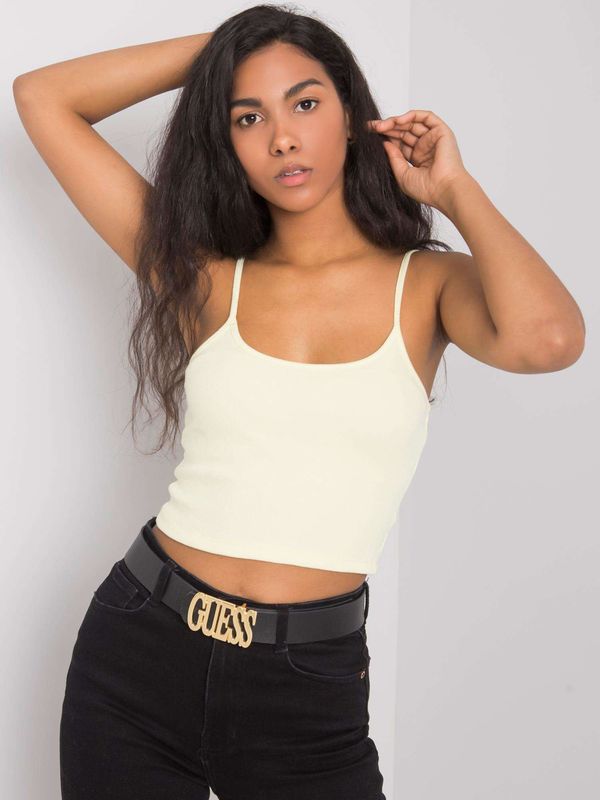 Fashionhunters RUE PARIS Light yellow crop top