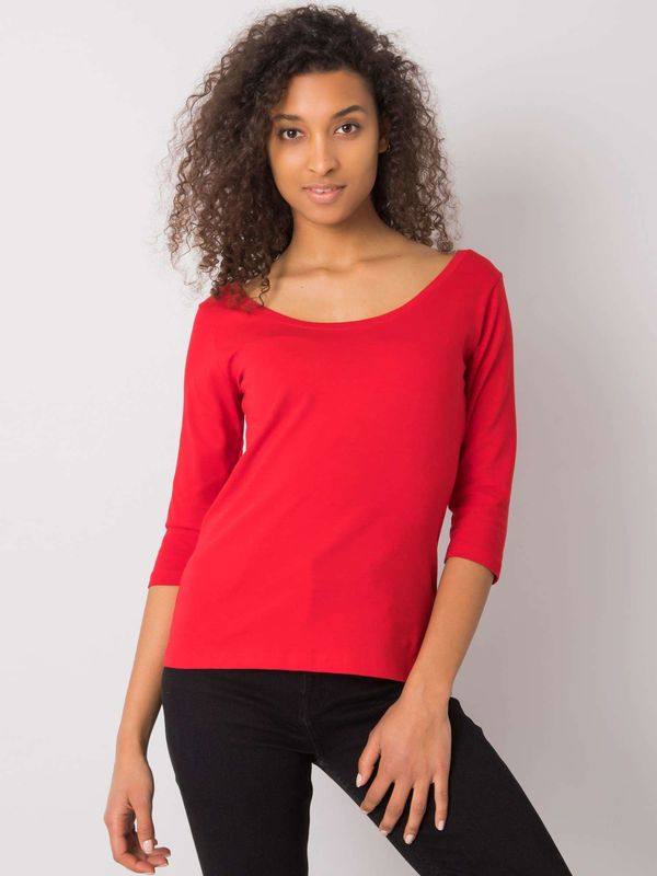 Fashionhunters RUE PARIS Red plain lady's blouse