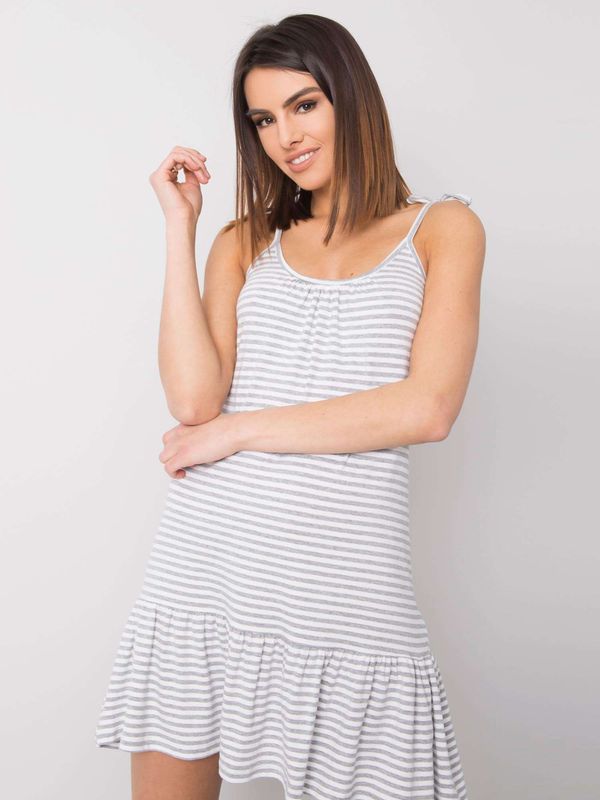 Fashionhunters RUE PARIS White and gray cotton dress