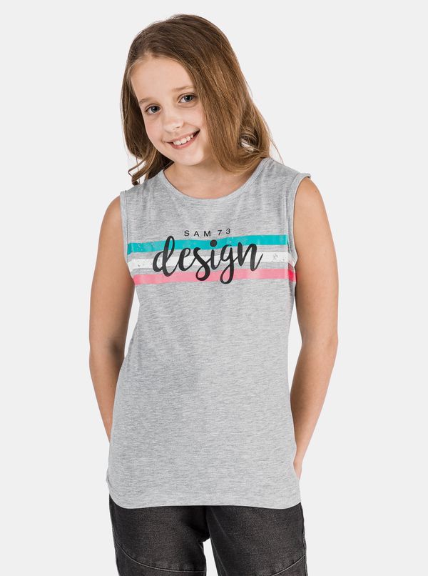 SAM73 SAM73 Grey Girls' Tank Top with SAM 73 Print - Girls