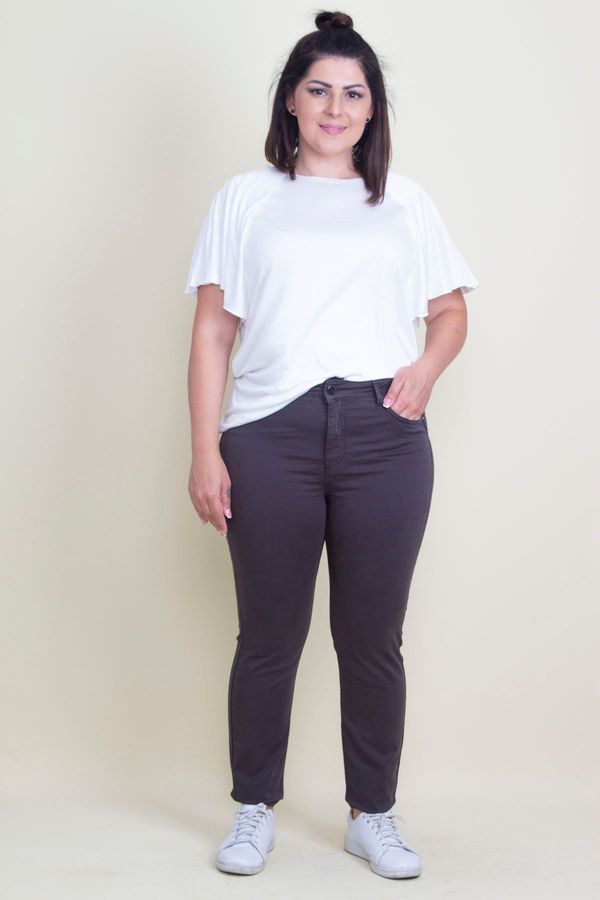 Şans Şans Women's Plus Size Anthracite Slim Fit Pants