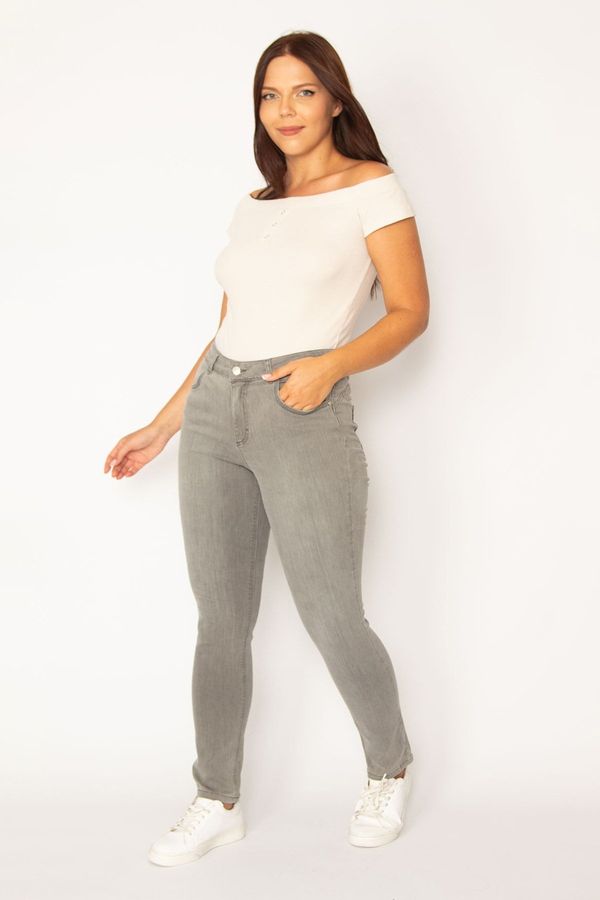 Şans Şans Women's Plus Size Gray Lycra Skinny Jeans