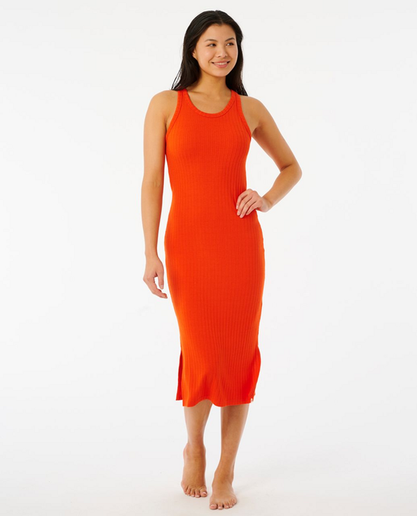 Rip Curl Šaty Rip Curl PREMIUM RIB RACER DRESS Hot Orange