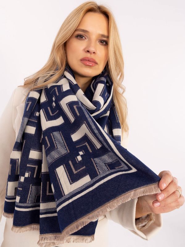 Wool Fashion Italia Scarf-AT-SZ-23158.32-white-navy blue