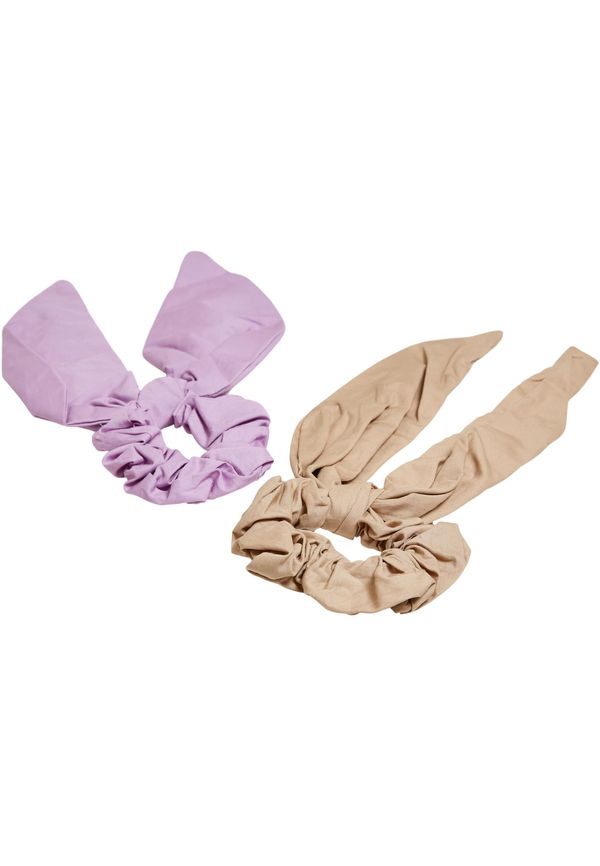 Urban Classics Scrunchies with XXL bow 2-pack light lilac/beige