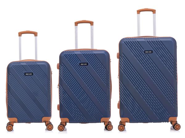 Semiline Semiline Unisex's 3-in-1 ABS Suitcases Set T5848-0 Navy Blue