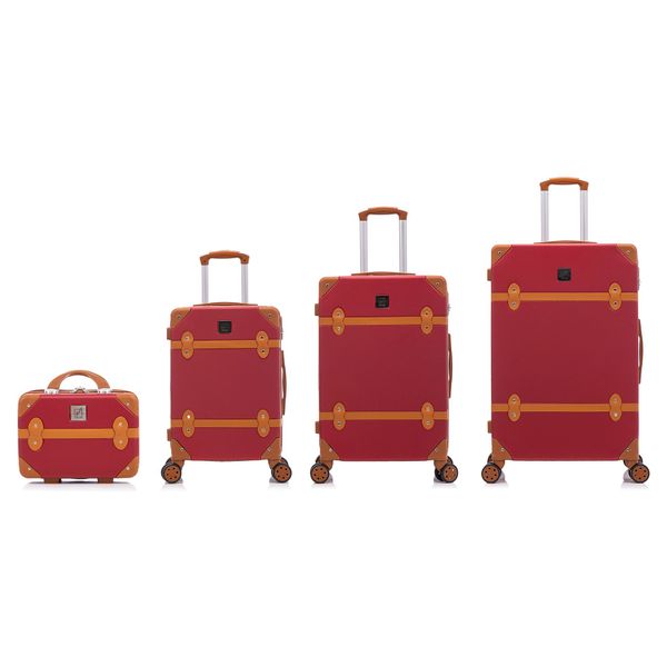 Semiline Semiline Unisex's 3-in-1 ABS+PU Suitcases Set+Toiletry Bag T5840-0 Burgundy/Brown