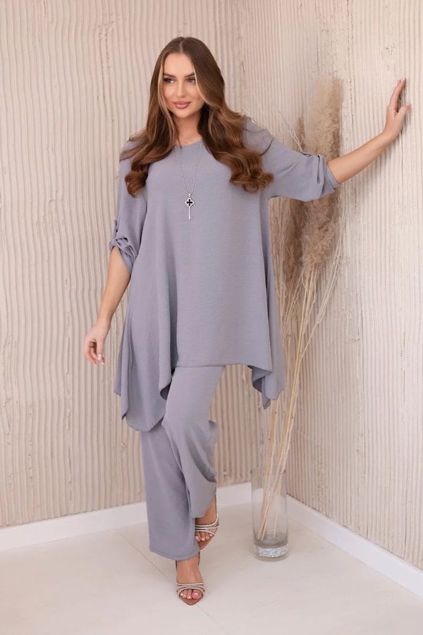 Kesi Set of blouse + trousers with pendant gray color