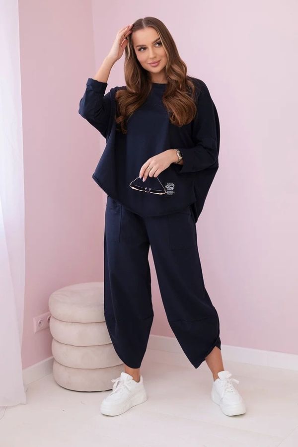 Kesi Set of cotton sweatshirt and trousers in navy blue