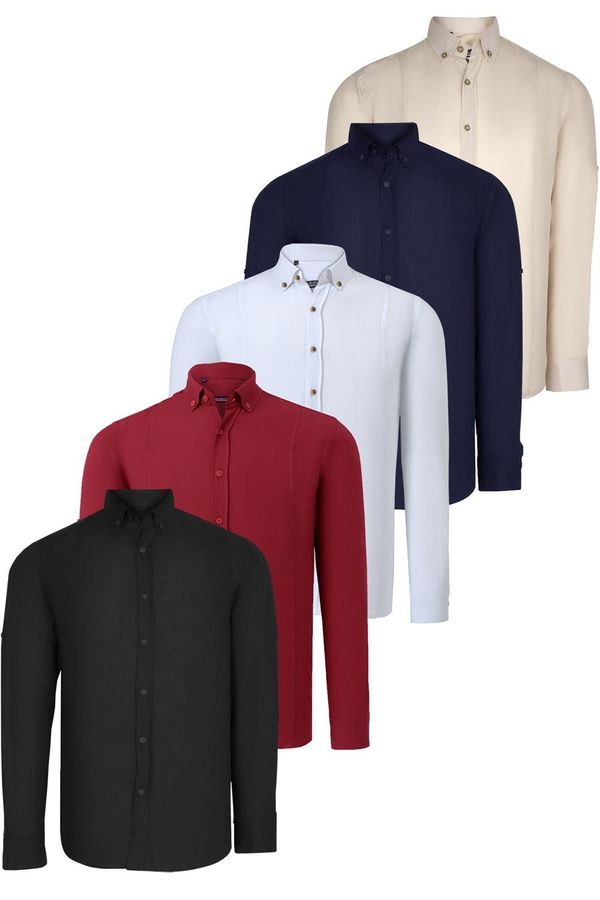 dewberry SET OF FIVE G721 DEWBERRY MEN'S SHIRT-BLACK-WHITE-NAVY-BEIGE-BURGUNDY