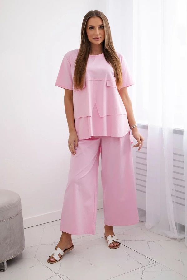 Kesi Set of new punto blouse + trousers light pink
