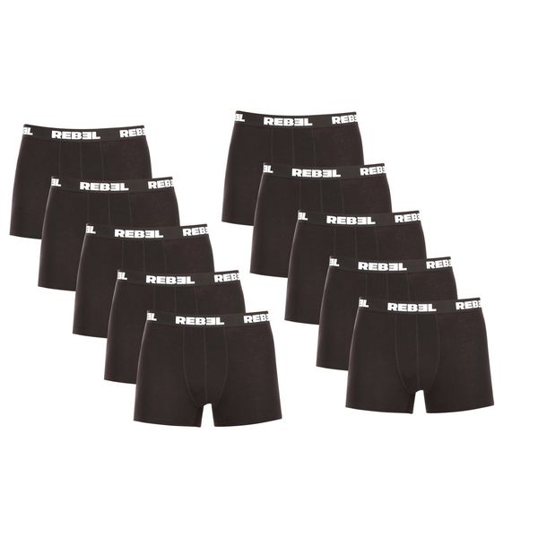 Nedeto Set of ten men's boxer shorts in black Nedeto Rebel