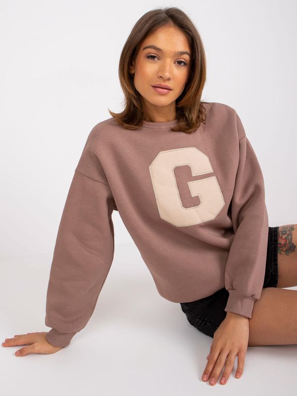 Fashionhunters Severine Crewneck Brown Sweatshirt