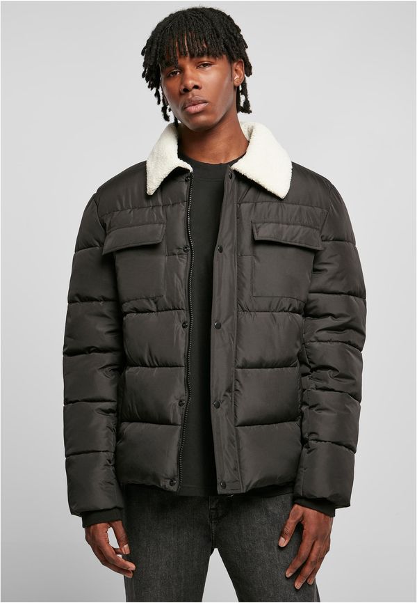 Urban Classics Sherpa Collar Padded Shirt Jacket Black