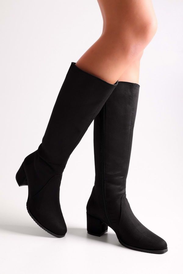 Shoeberry Shoeberry Women's Anna Black Suede Heeled Boots Black Suede