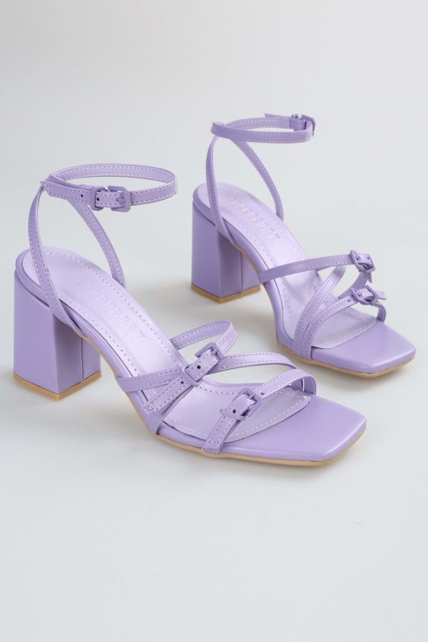 Shoeberry Shoeberry Women's Boyze Lilac Belt Buckle Heeled Shoes
