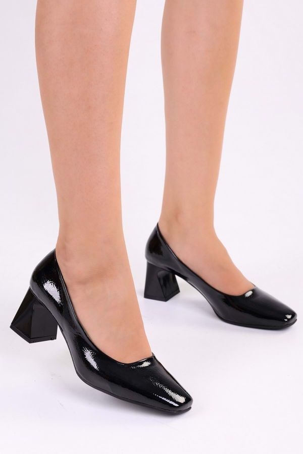 Shoeberry Shoeberry Women's Brazen Black Patent Leather Casual Heel Shoes