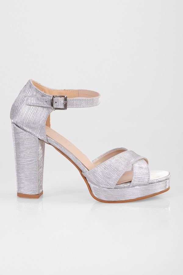 Shoeberry Shoeberry Women's Giselle Silver Glitter Platform Heeled Shoes