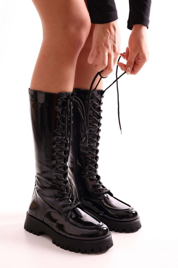 Shoeberry Shoeberry Women's Lasula Black Patent Leather Boots Boots Black Patent Leather.