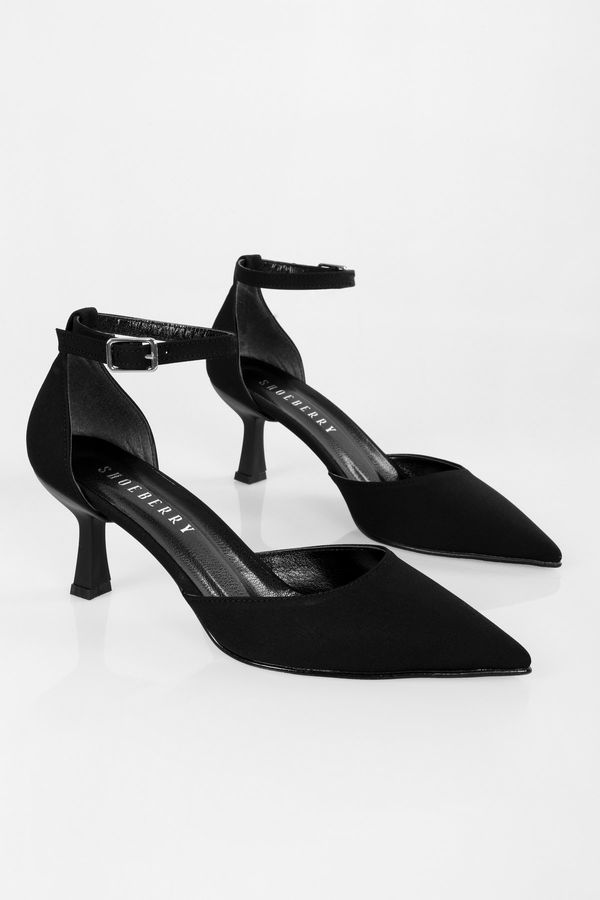 Shoeberry Shoeberry Women's Milos Black Matte Satin Arched Heel Shoes Stiletto