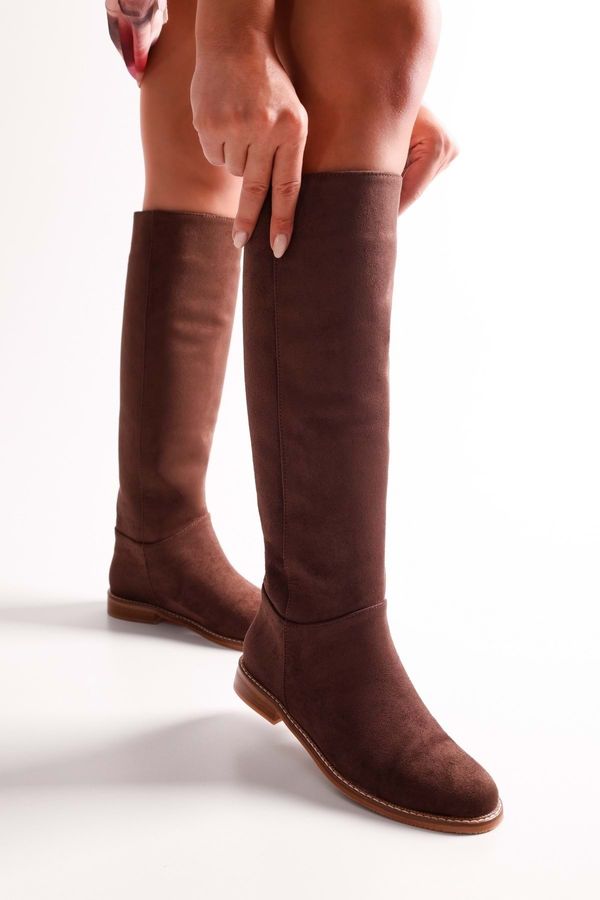 Shoeberry Shoeberry Women's Mori Brown Suede Riding Boots Brown Suede