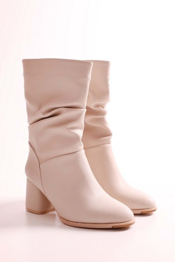 Shoeberry Shoeberry Women's Nollie Beige Heels & Gaiters. Beige Skin.