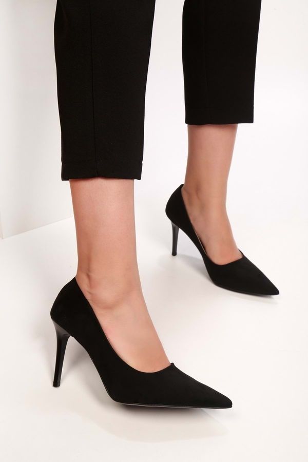 Shoeberry Shoeberry Women's Podelta Black Suede Classic Heeled Stilettos