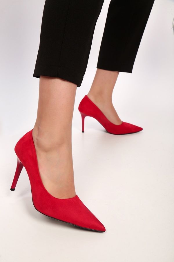 Shoeberry Shoeberry Women's Red Suede Classic Heeled Stiletto