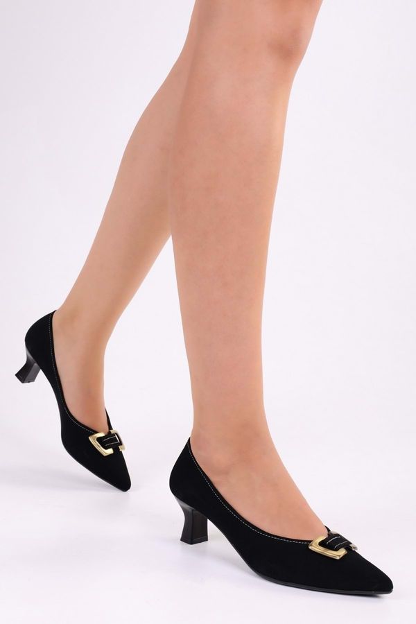 Shoeberry Shoeberry Women's Rover Black Suede Heeled Shoes Stiletto