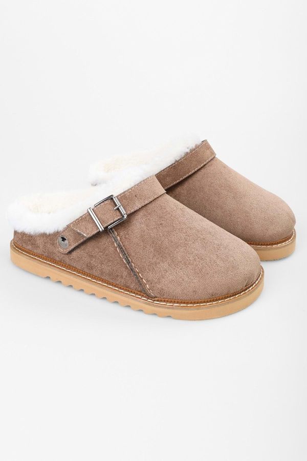 Shoeberry Shoeberry Women's Saboi Mink Suede Furry Flat Slippers