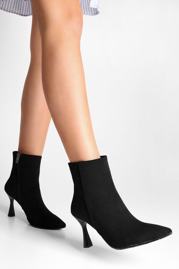 Shoeberry Shoeberry Women's Zian Black Suede Heeled Boots, Black Suede