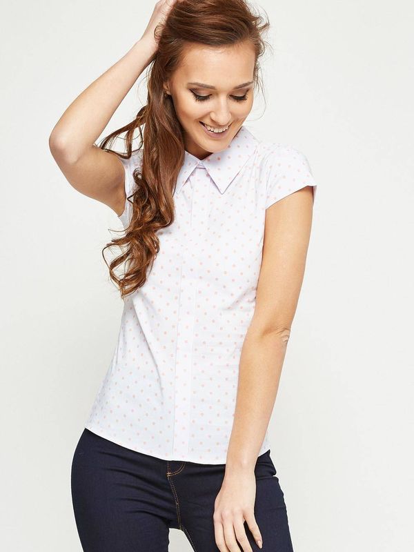 uz-sa Short-sleeved shirt with salmon polka dots white