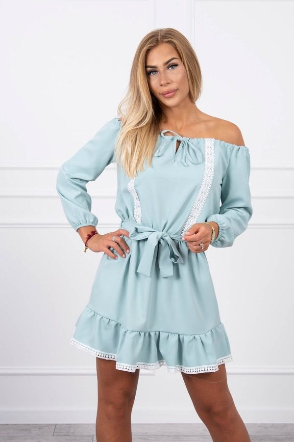 Kesi Shoulder dress and lace dark mint