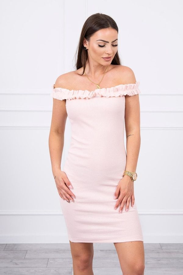 Kesi Shoulder dress with frills powder pink