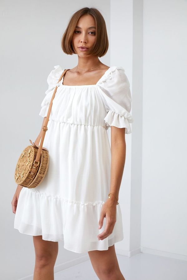 FASARDI Simple cream dress with ruffles