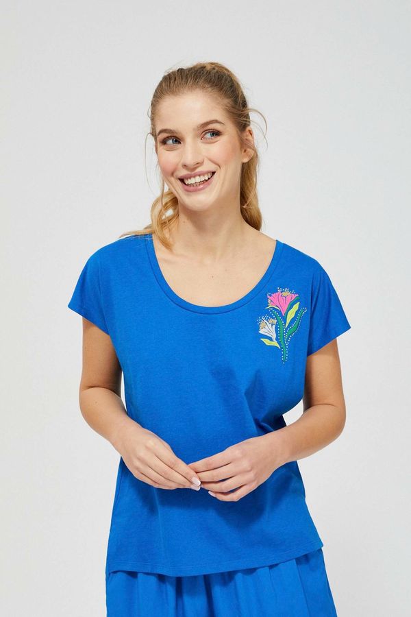 Moodo Simple T-shirt with print - blue