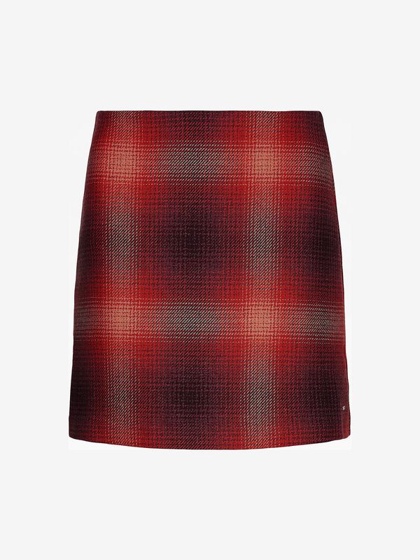Tommy Hilfiger Skirt - Tommy Hilfiger WOOL SHADOW CHECK SHORT SKIRT red
