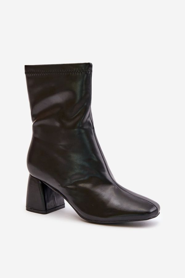 Kesi Smooth women's ankle boots with heels made of eco-leather black Izariel