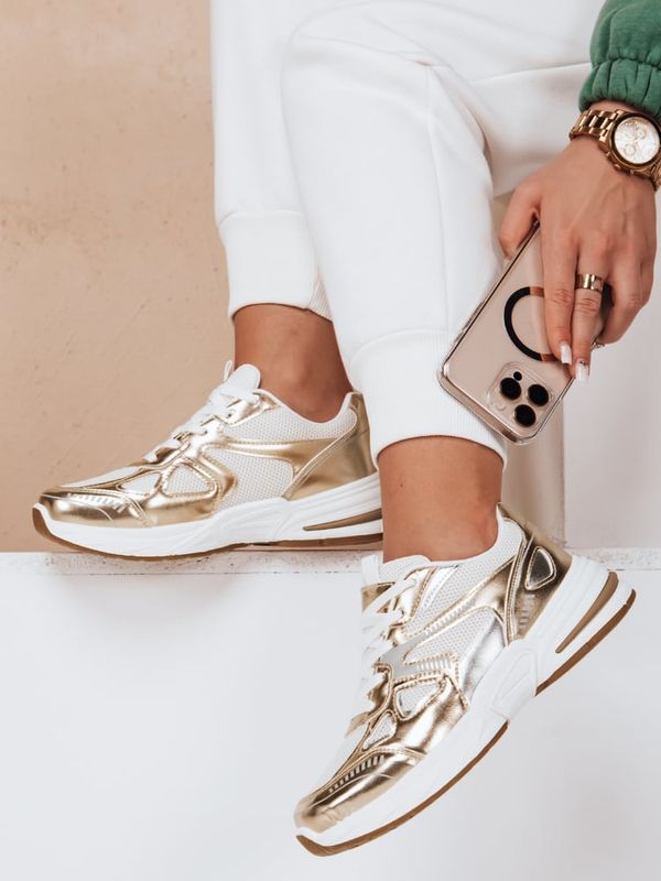 DStreet Sneakersy damskie na płaskiej podeszwie ROYALFIT złote Dstreet