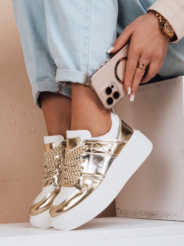 DStreet Sneakersy damskie na platformie HYPERWAY złote Dstreet