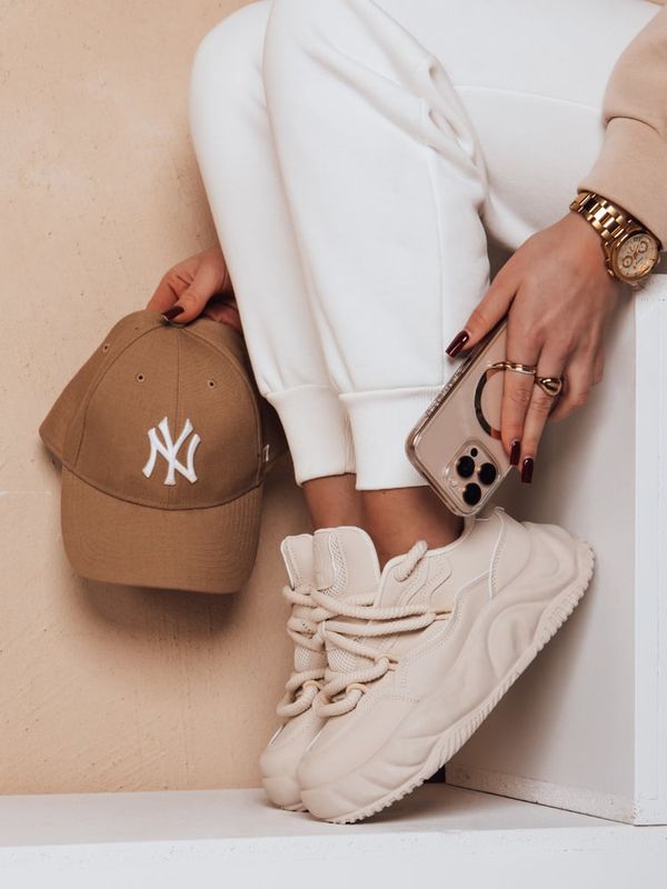 DStreet Sneakersy damskie na platformie LALANDRA beżowe Dstreet