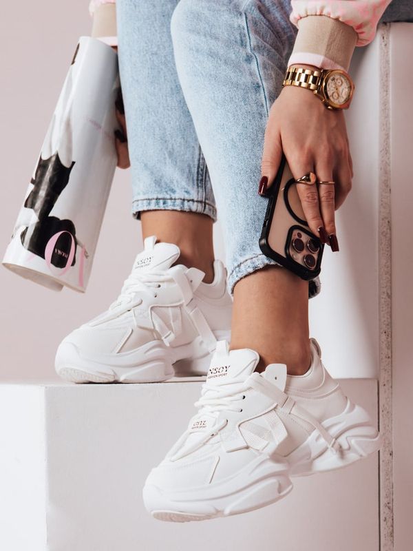 DStreet Sneakersy damskie na platformie VISTARUN białe Dstreet