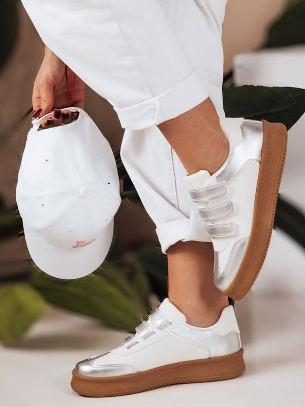 DStreet Sneakersy damskie na rzepy SOLEFIT srebrne Dstreet