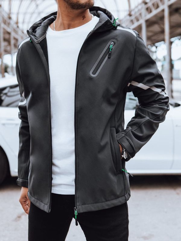 DStreet Softshellowa kurtka męska z kapturem ciemnoszara Dstreet