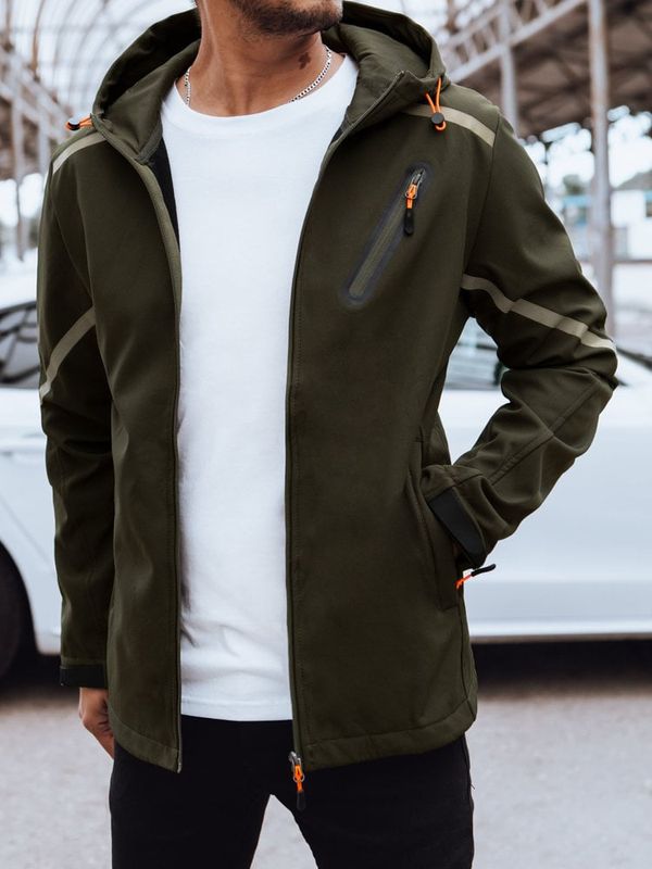 DStreet Softshellowa kurtka męska z kapturem zielona Dstreet