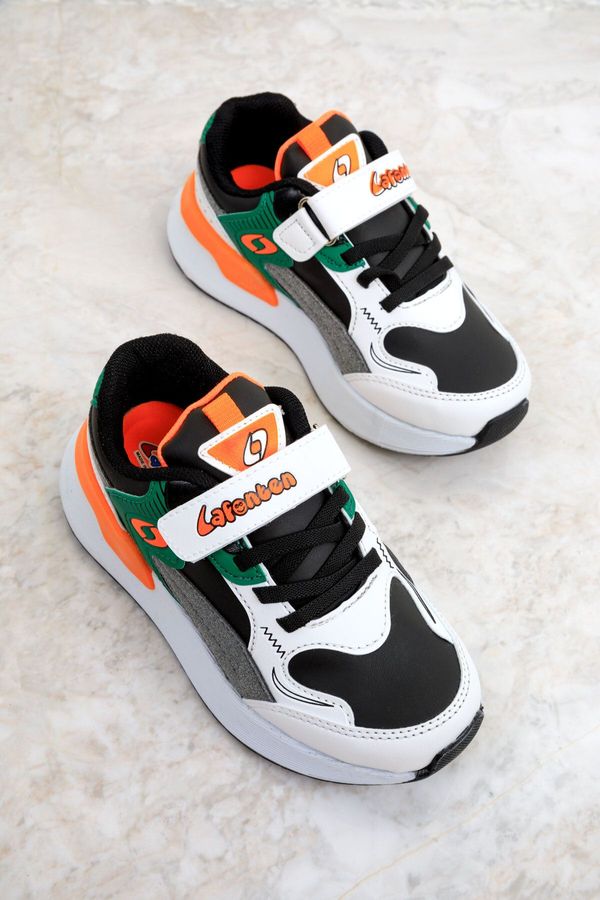 Soho Soho Black-White-Orange Kids Sneakers 19607