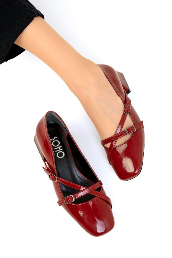 Soho Soho Claret Red Patent Leather Women's Classic High Heel Shoes 19526