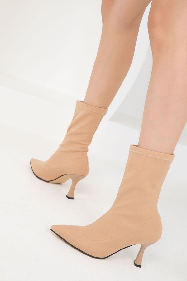 Soho Soho Nude Matte Satin Women's Boots & Bootie 19795