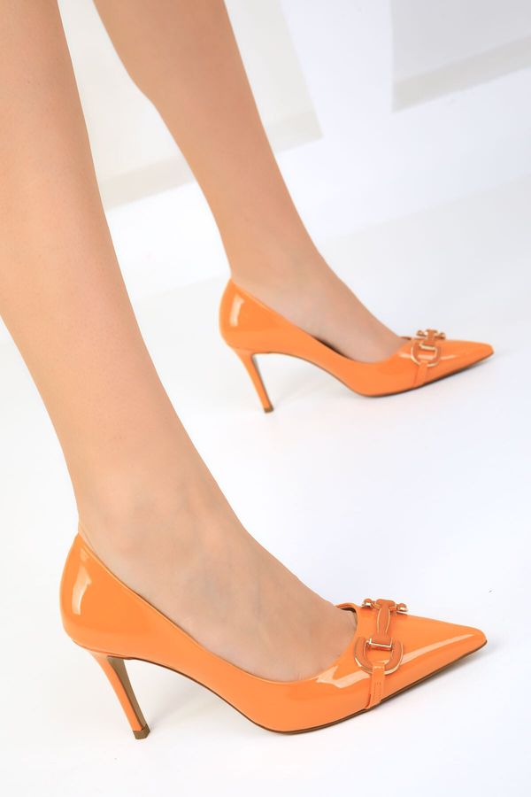 Soho Soho Orange Patent Leather Women's Classic Heeled Shoes 18898