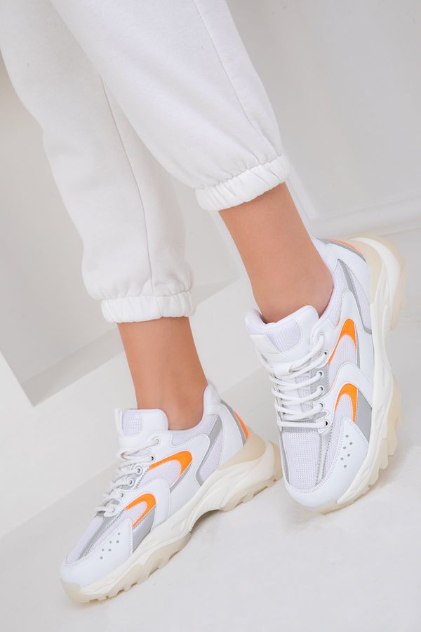 Soho Soho White-Silver-Orange Women's Sneaker 18109